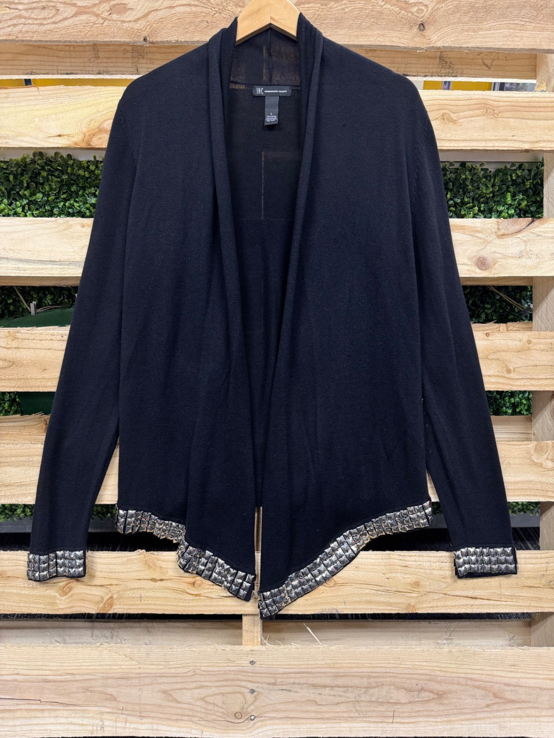 INC International Concepts Cardigan LG Black