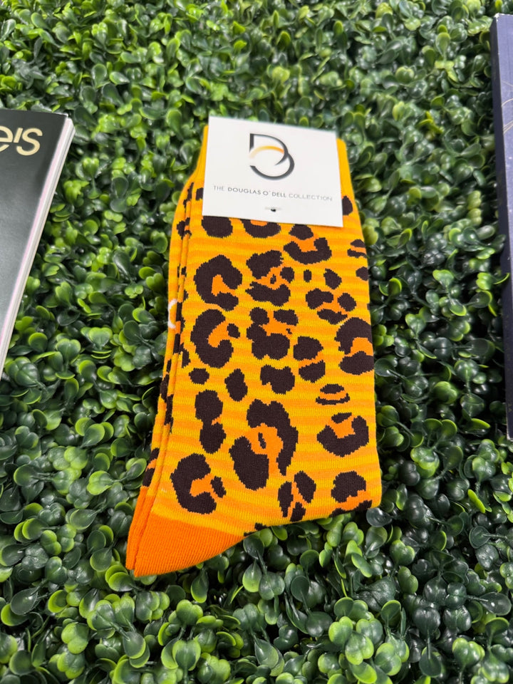 Douglas O'Dell Collection Socks Orange Cheetah 