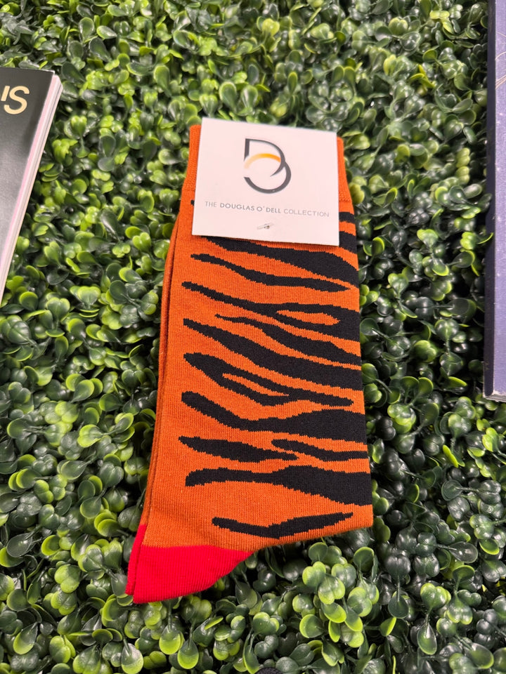 Douglas O'Dell Collection Socks Orange with Black Stripes
