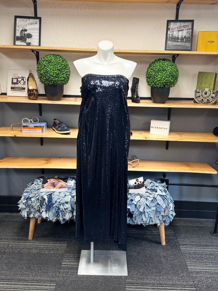 Halston Evening Dress 12 Blue Sequin