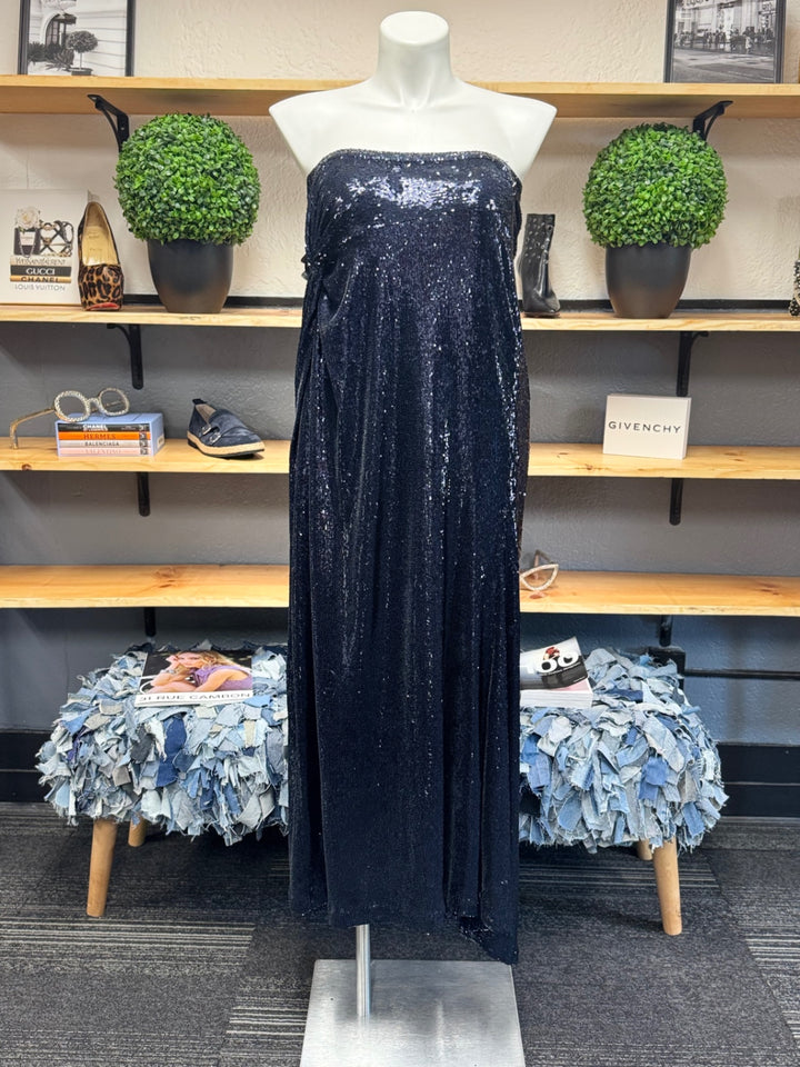 Halston Evening Dress 12 Blue Sequin