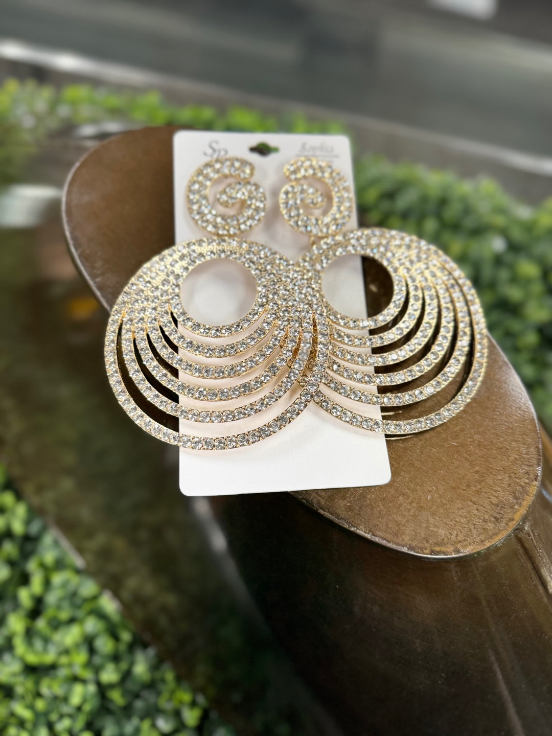 Sophia Collection Earrings One Size Gold and clear (rhinestones)