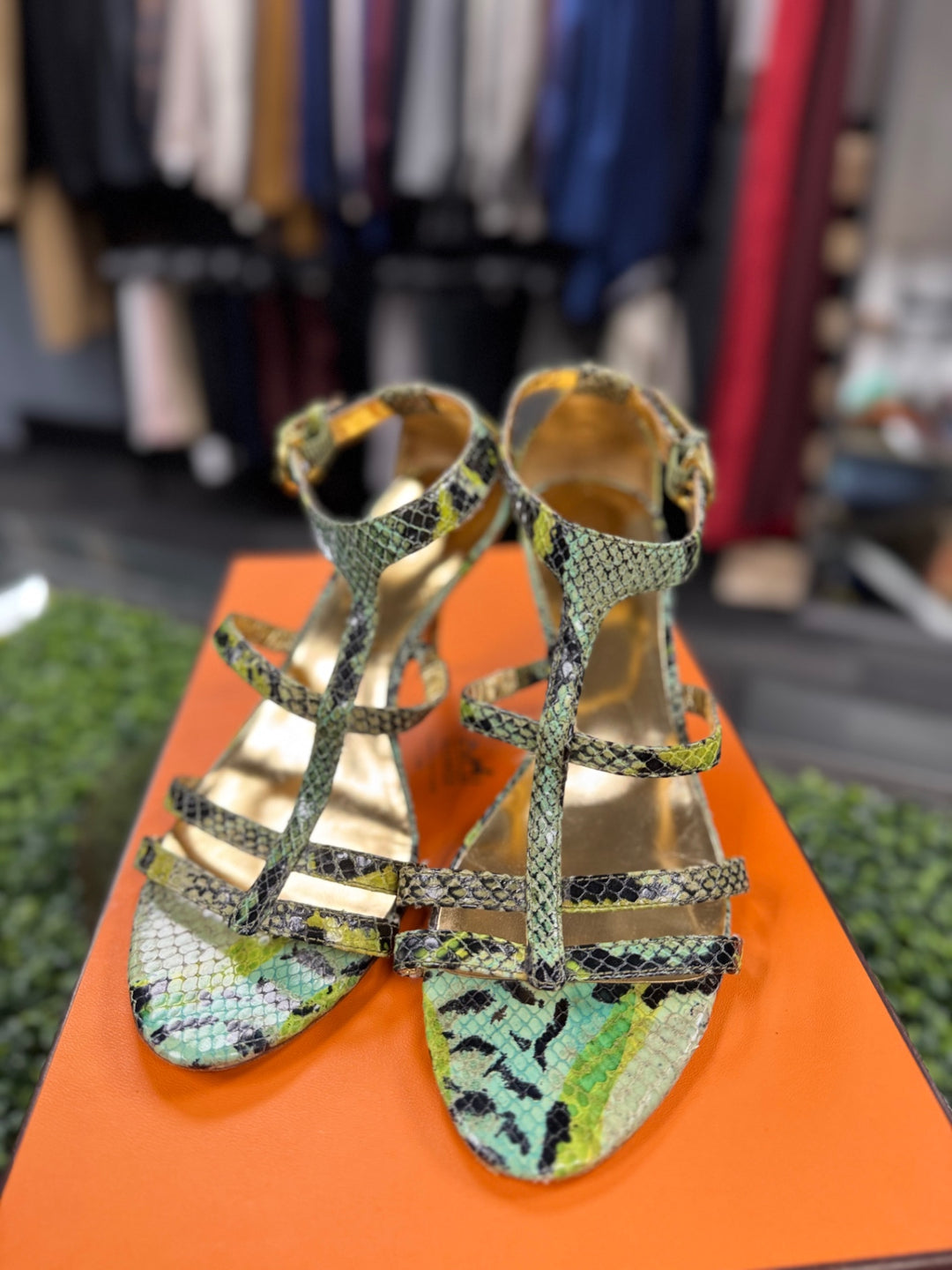 Coach Sandals 9.5 Multicolor (Green, Yellow, Black)