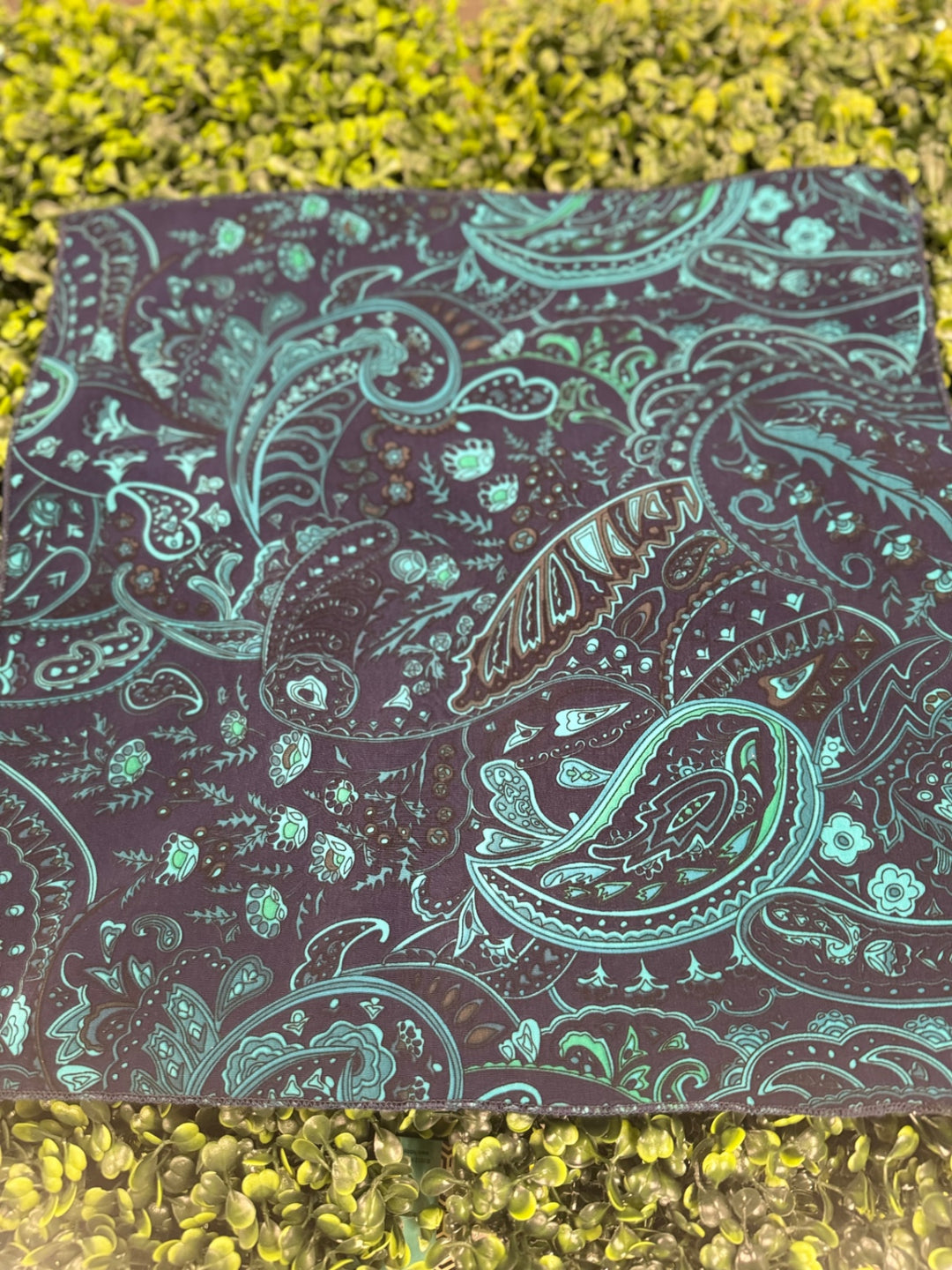 MGB Designs by Hamm Scarf Navy blue with light blue and green patterns