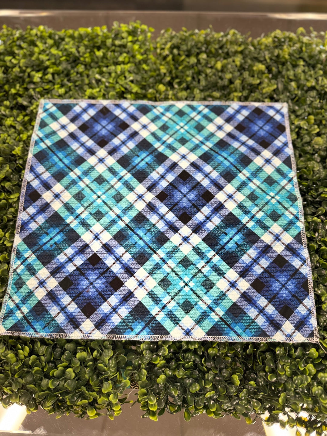 MGB Designs by Hamm Handkerchief Blue, Black, White, Cyan
