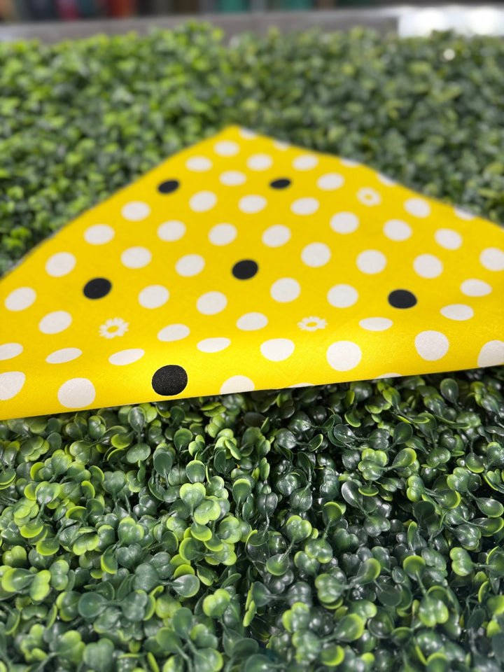 MGB Designs by Hamm Bandana Yellow with black and white polka dots