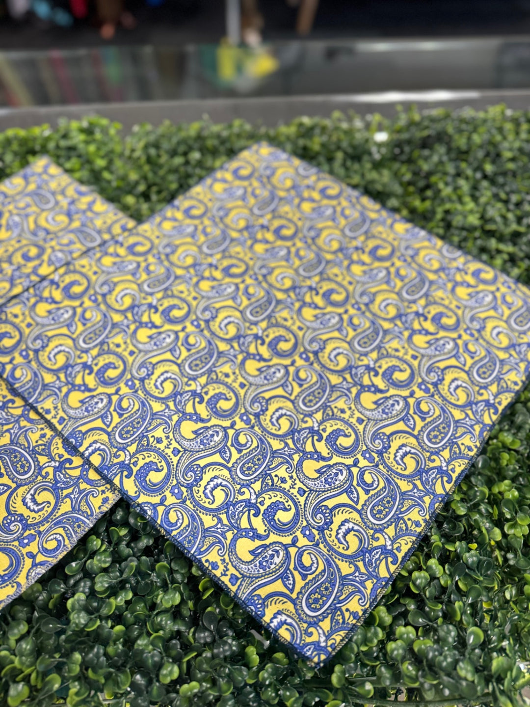 MGB Designs by Hamm Pocket Square Yellow and Blue