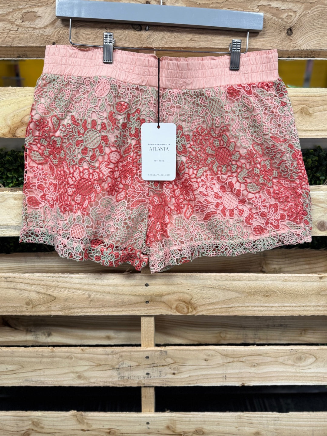 Sedge Apparel Skirt SM Pink with red embroidery