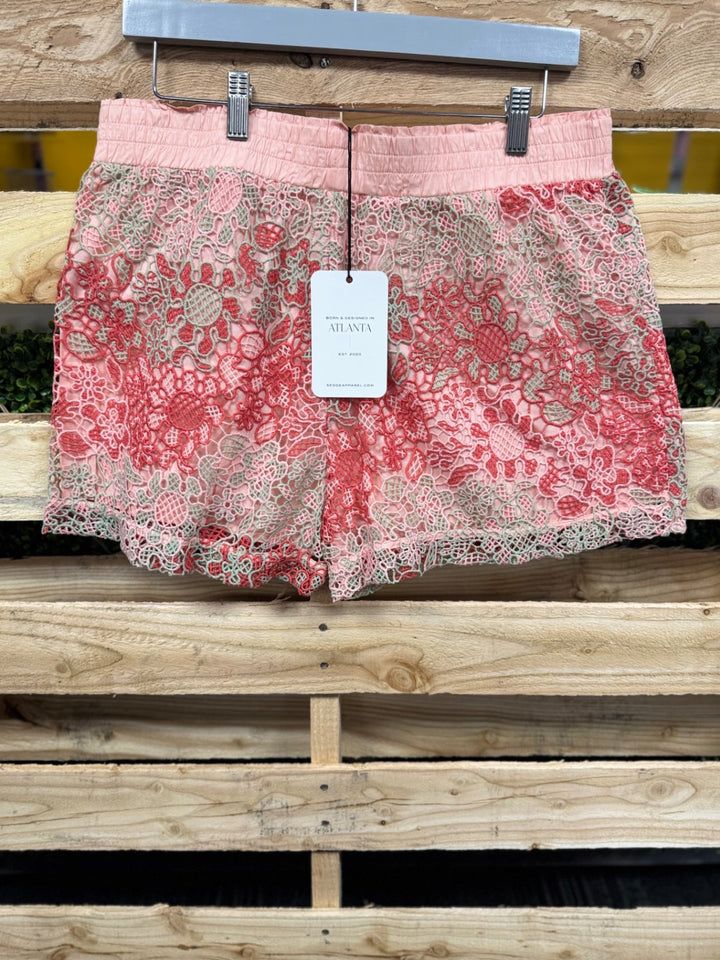 Sedge Apparel Skirt SM Pink with red embroidery