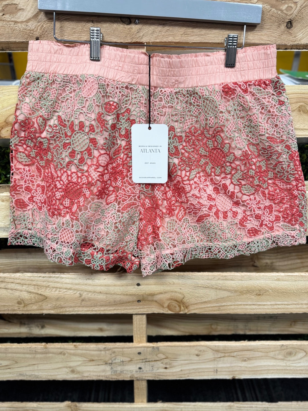 Sedge Apparel Skirt SM Pink with red embroidery