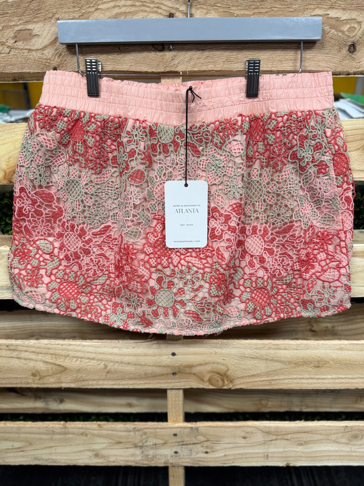 Sedge Apparel Skirt SM Pink with red embroidery