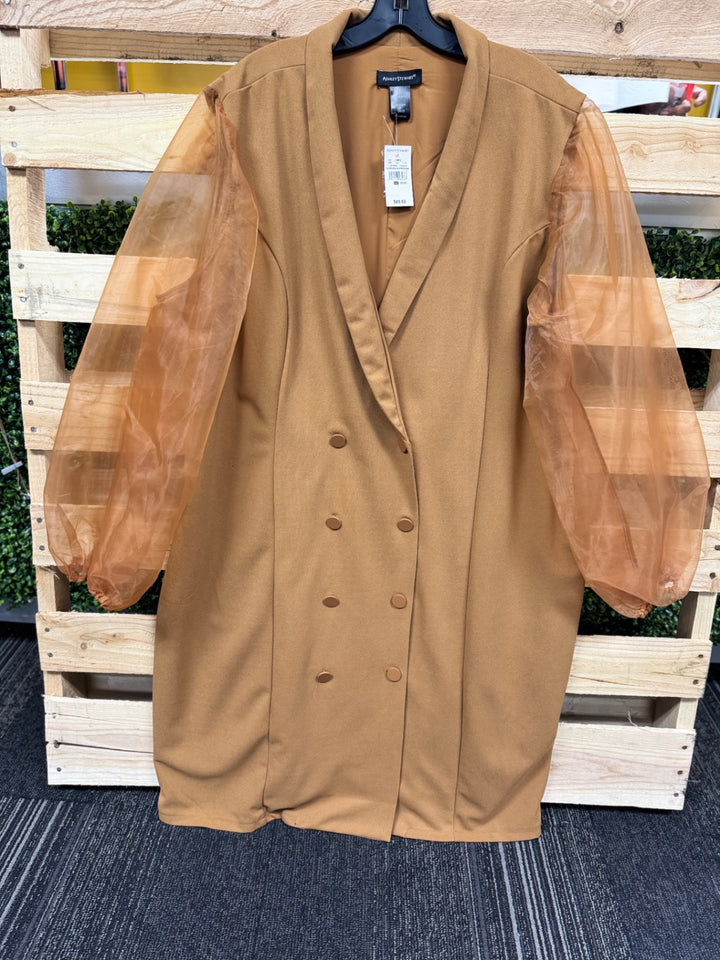 Ashley Stewart Coat with sheer sleeves 26/28 Tan