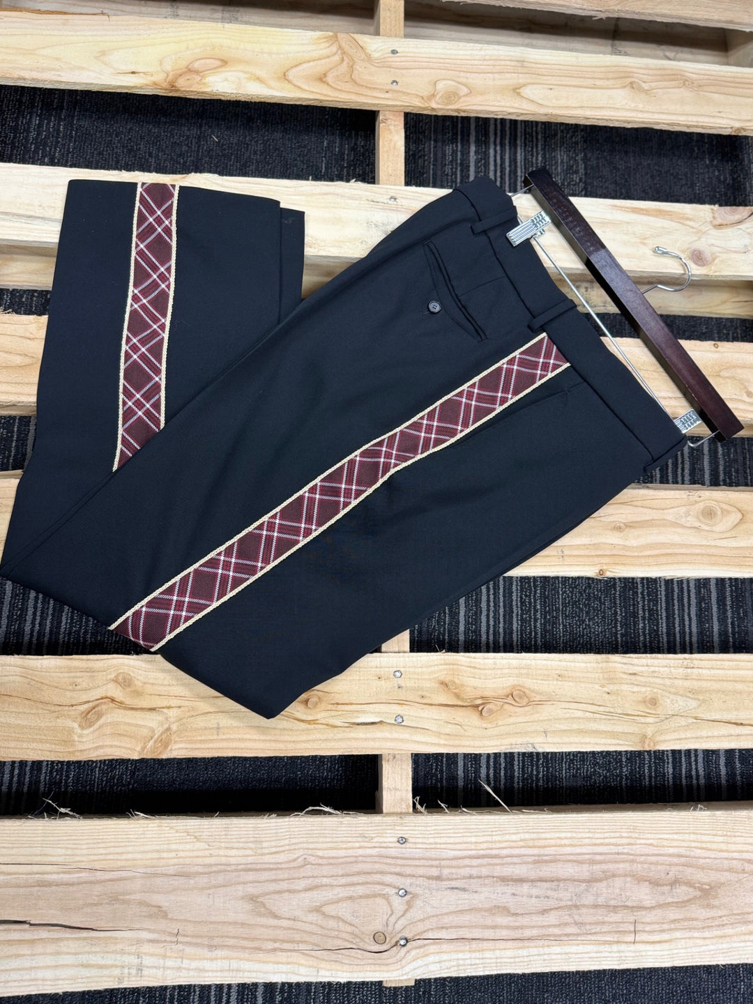 Calvin Klein Pants Black with Red and White Pattern