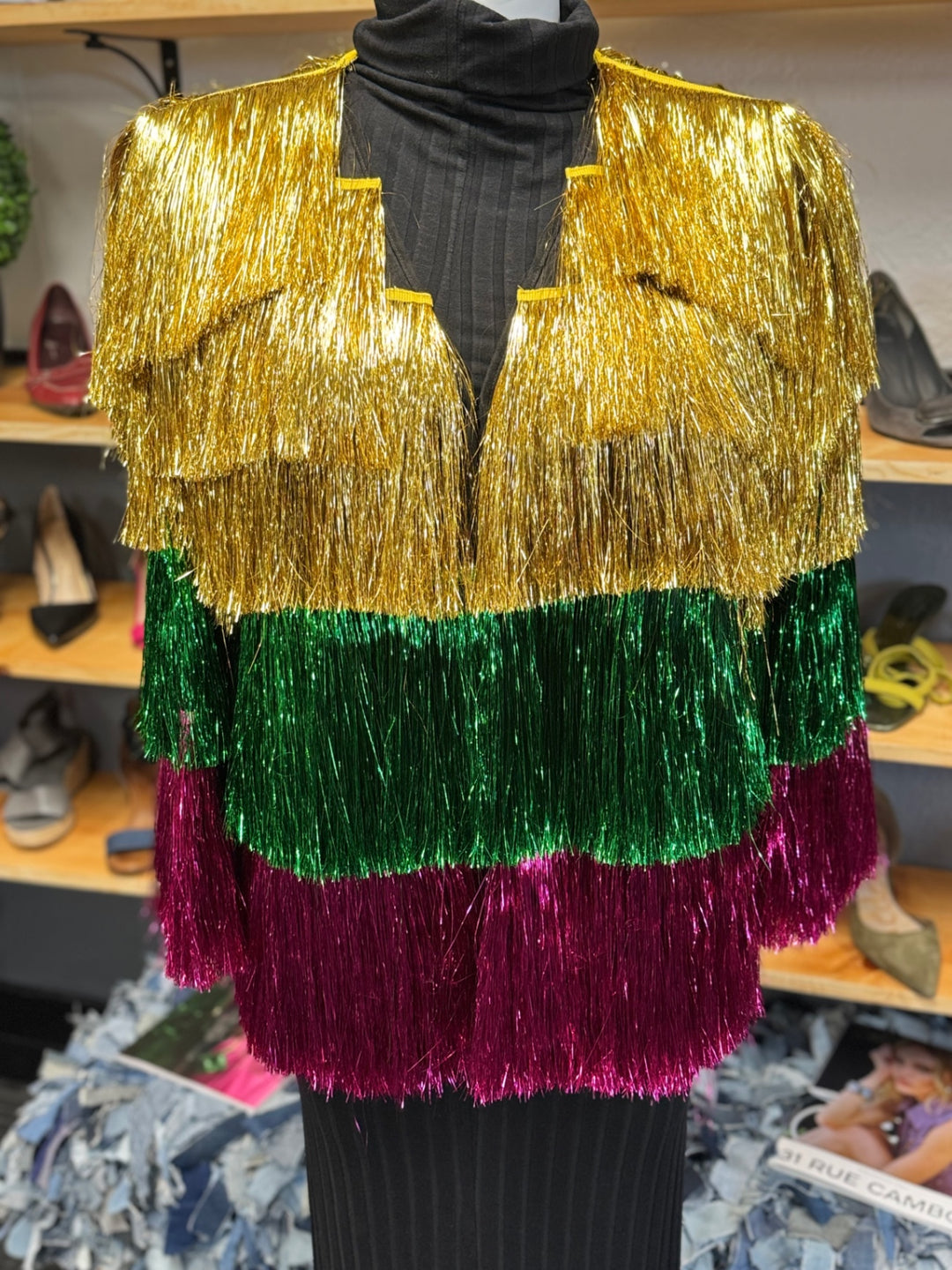 Gumbo Luxury Couture Women's Coat XL Multicolor (Gold, Green, Pink)