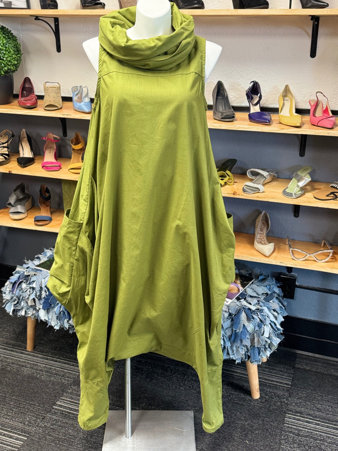 Gumbo Luxury Couture Linen Jumpsuit One Size Green