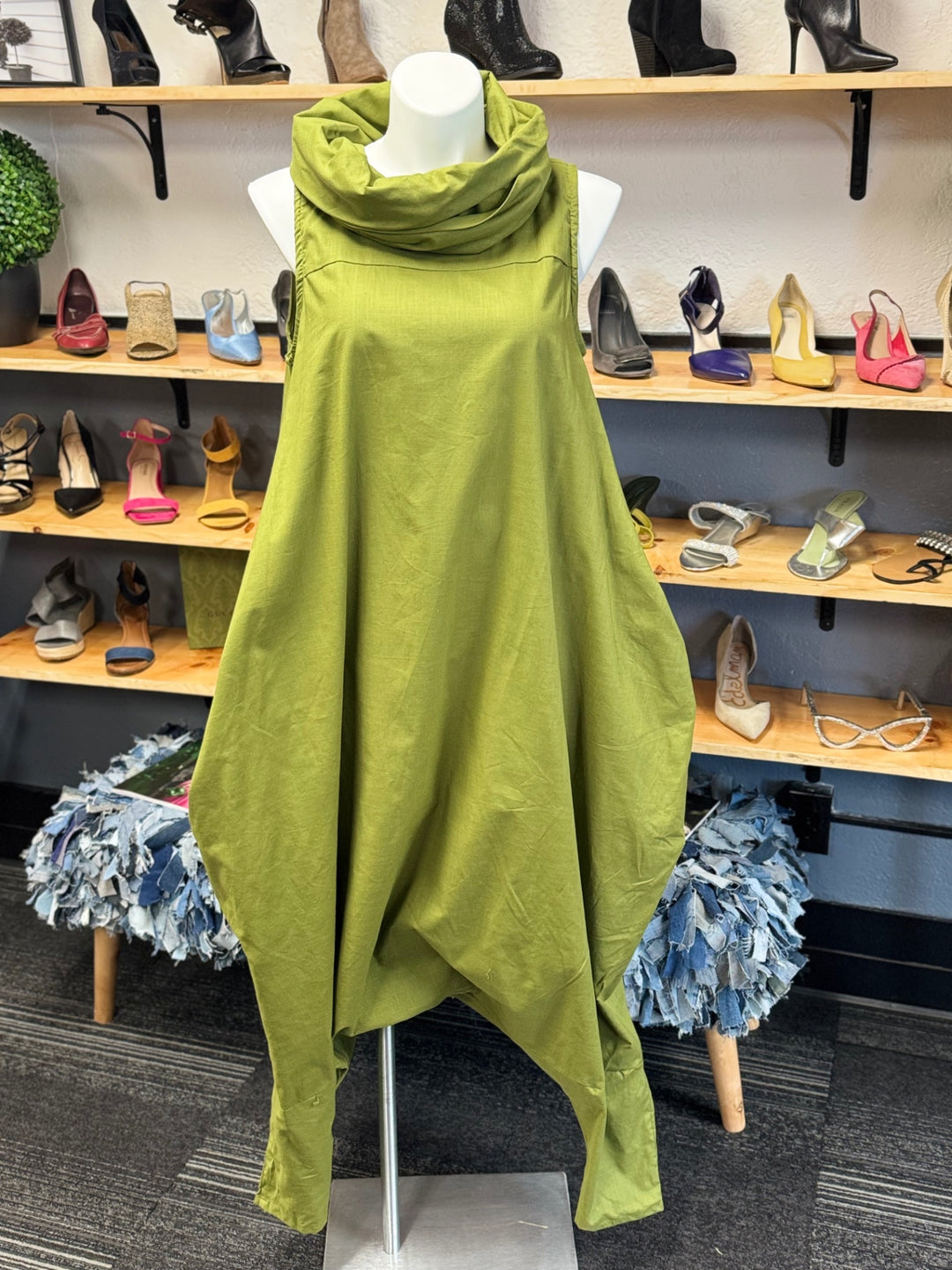 Gumbo Luxury Couture Linen Jumpsuit One Size Green
