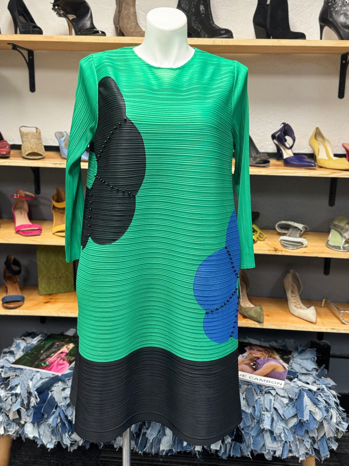 Gumbo Luxury Couture Women's Print Dress Green, Black, Blue