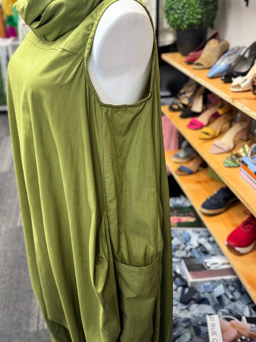 Gumbo Luxury Couture Linen Jumpsuit One Size Green