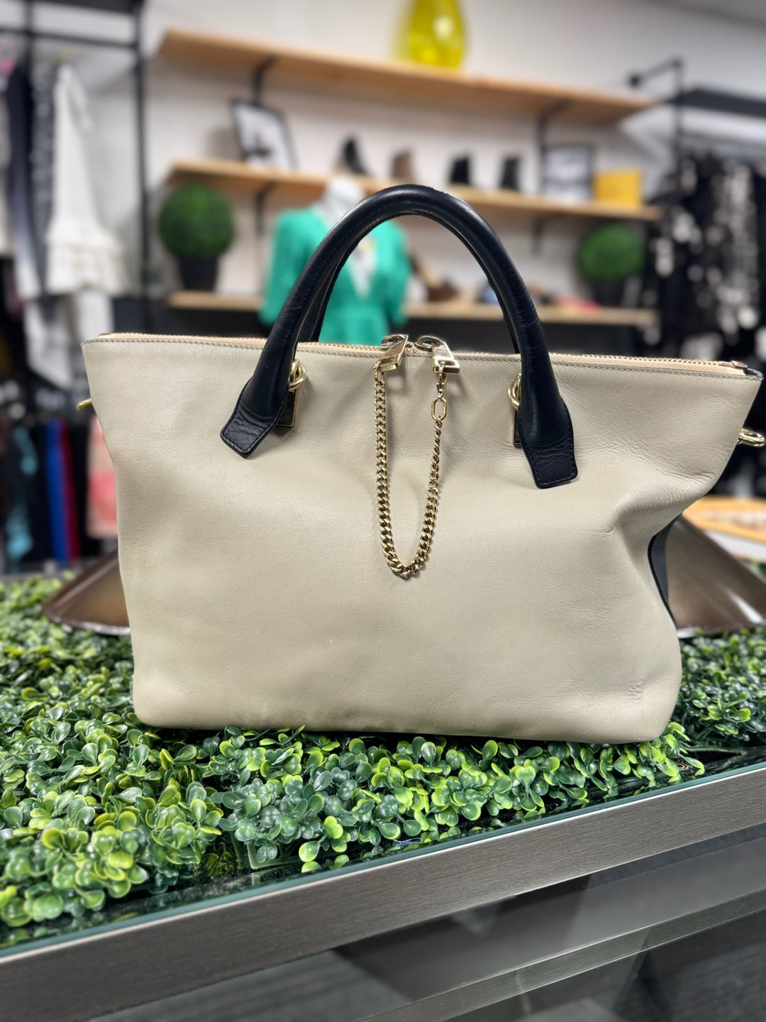 Chloe Women Bags Beige with Black Handles
