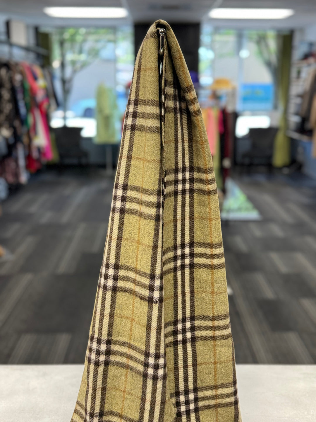 Burberry Scarf Yellow, Black, White, Orange Plaid 