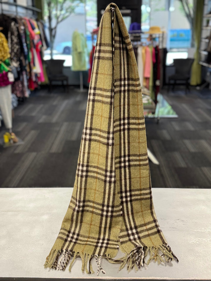 Burberry Scarf Yellow, Black, White, Orange Plaid 