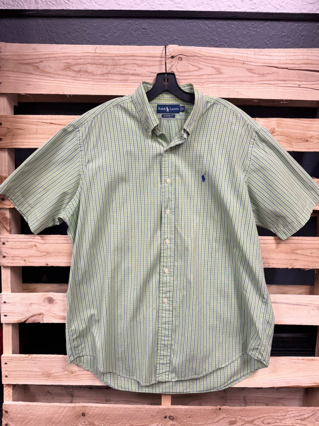 Ralph Lauren Men's Shirt XL (Green with Blue)