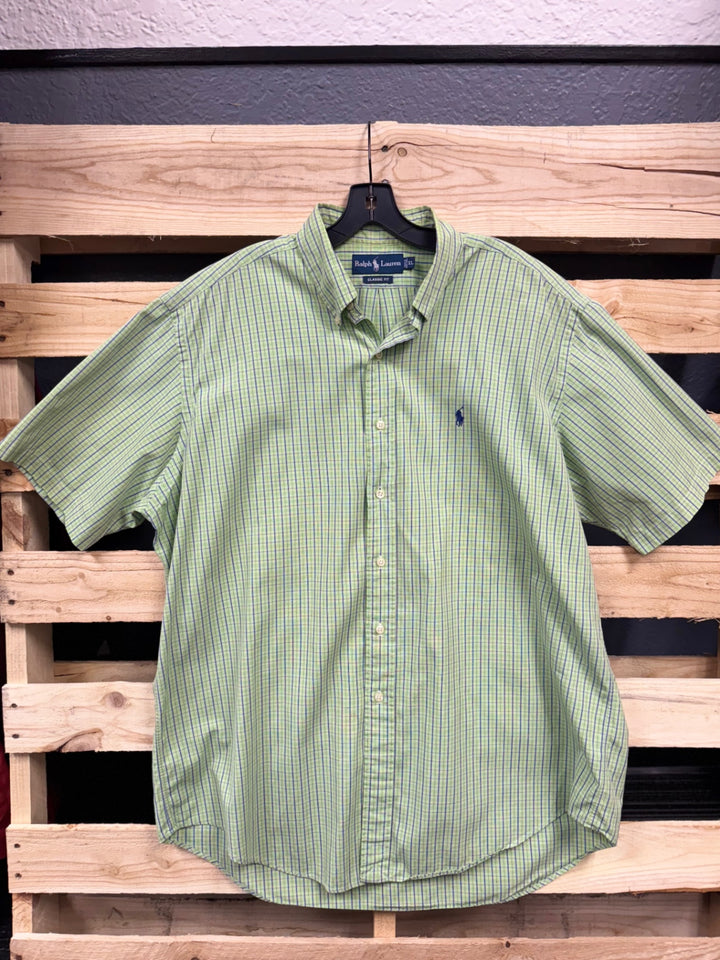 Ralph Lauren Men's Shirt XL (Green with Blue)