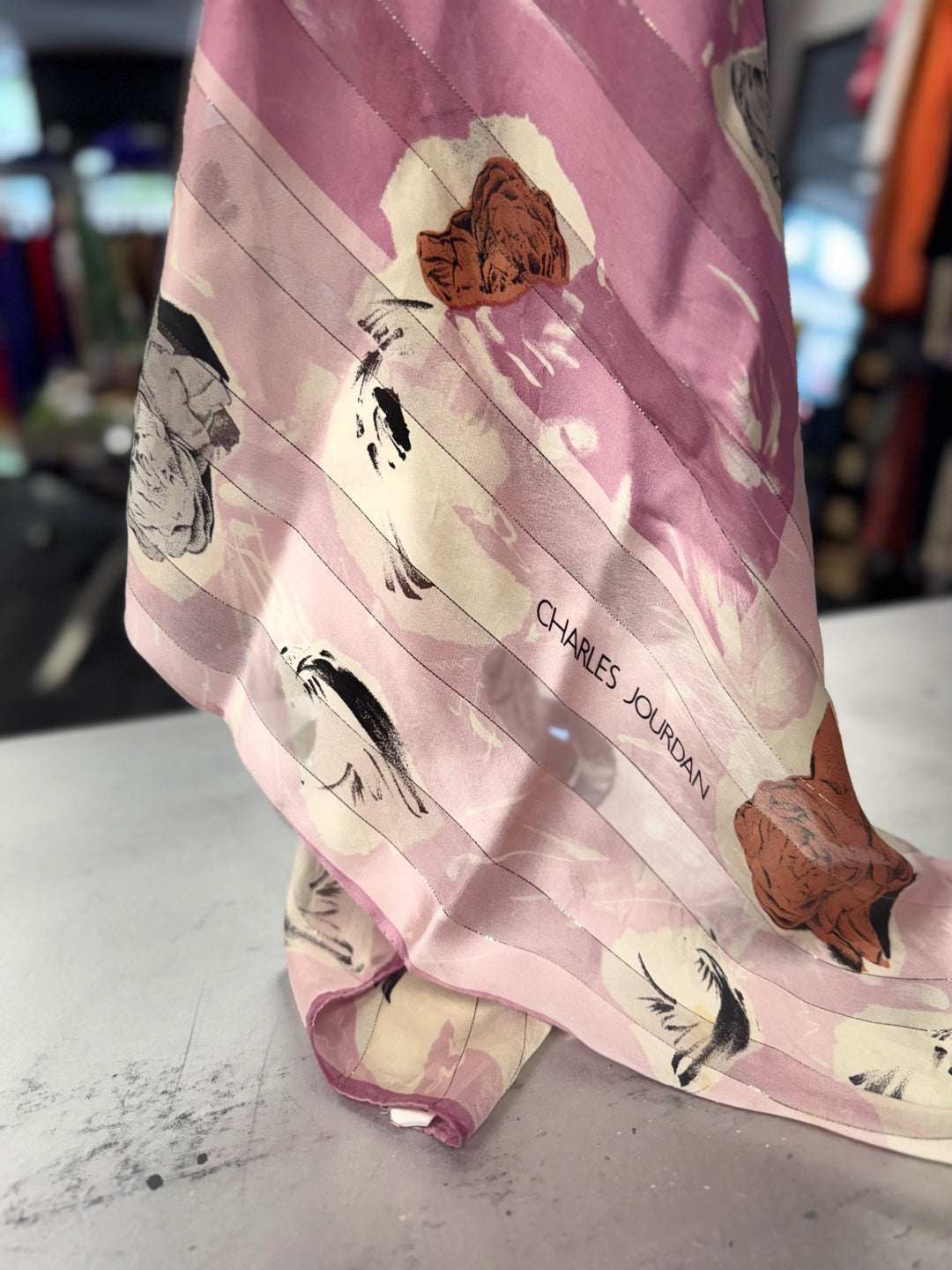 Charles Jourdan Women's Scarf Pink with multicolor floral print
