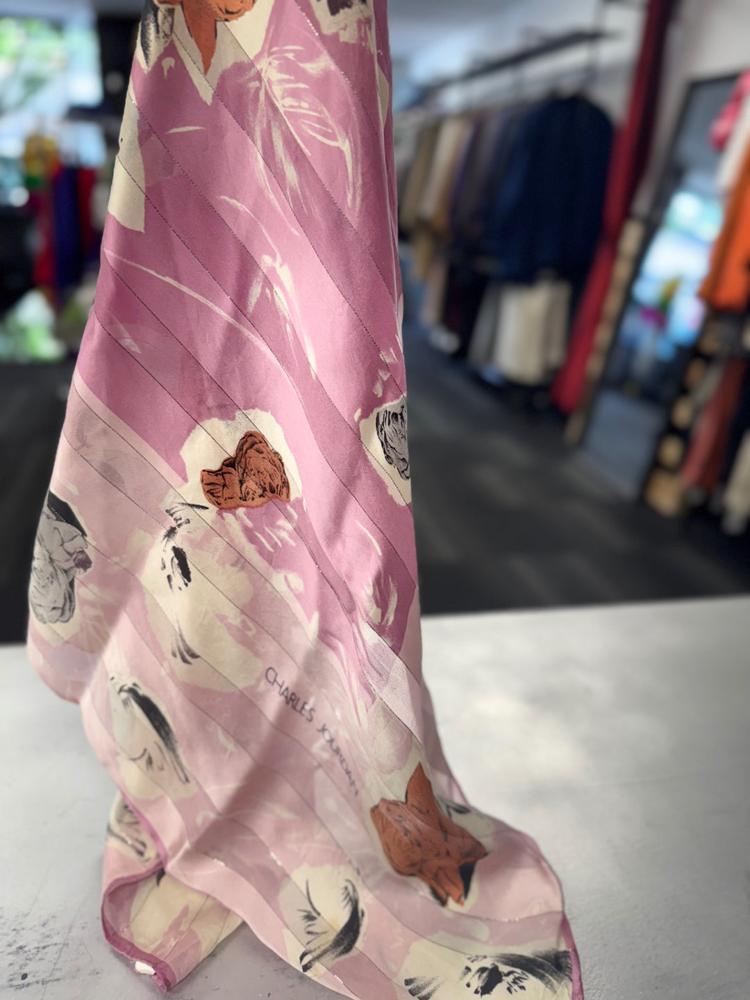 Charles Jourdan Women's Scarf Pink with multicolor floral print