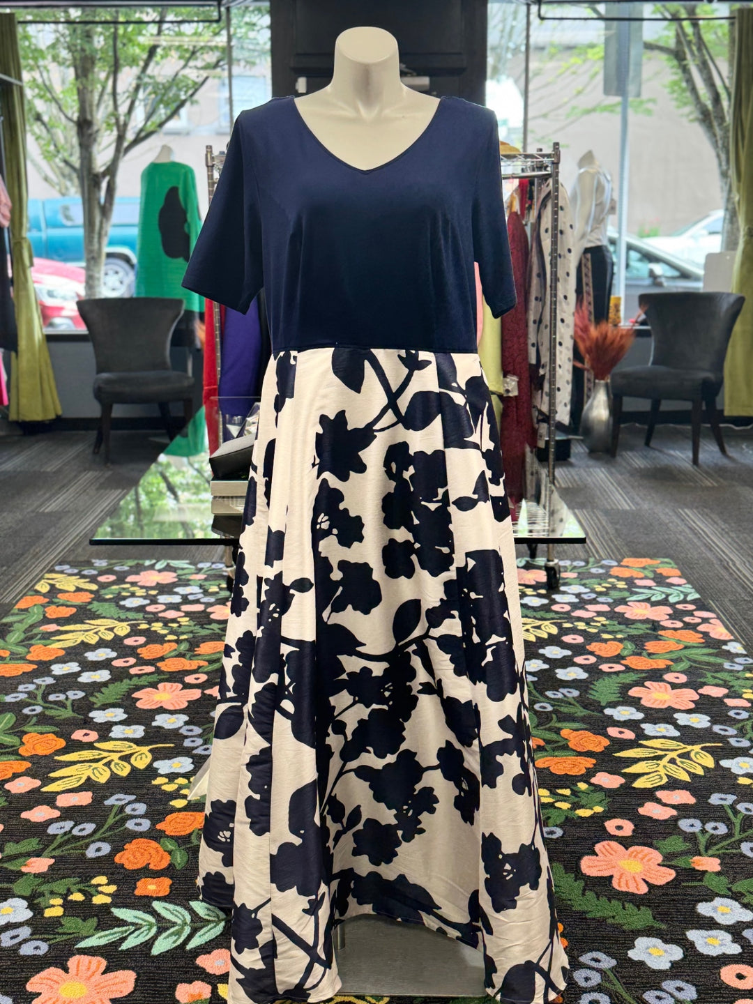 Gumbo Luxury Couture Women's Dress 3X Navy blue and white