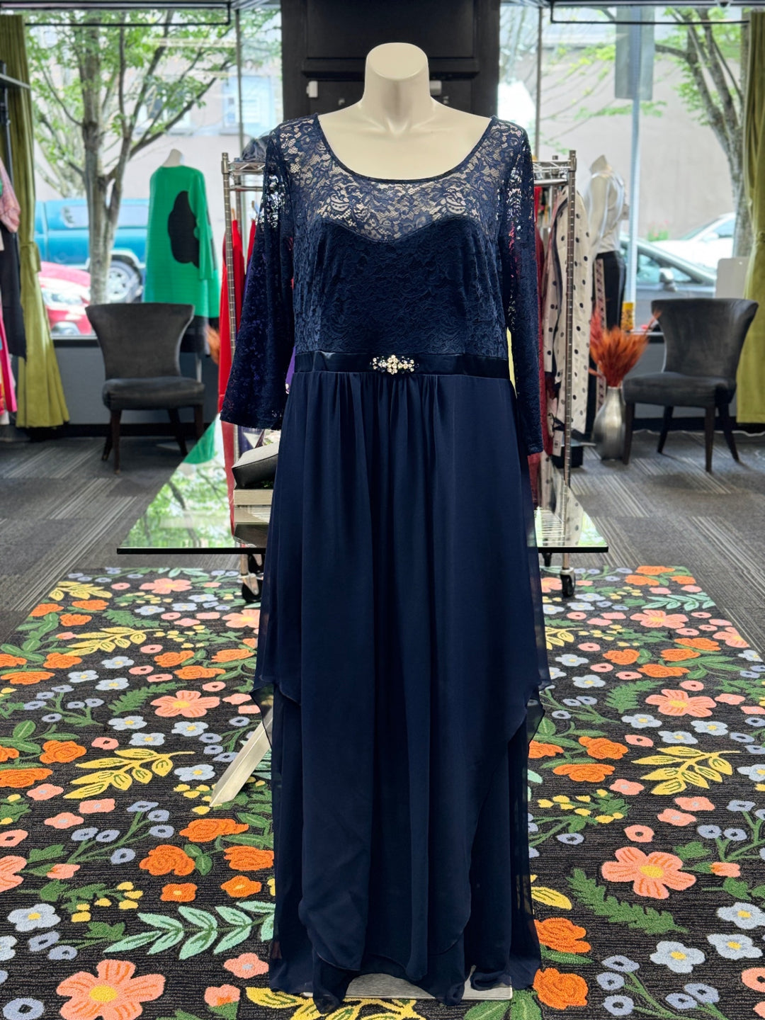 Gumbo Luxury Couture Women's Dress 3X Navy blue