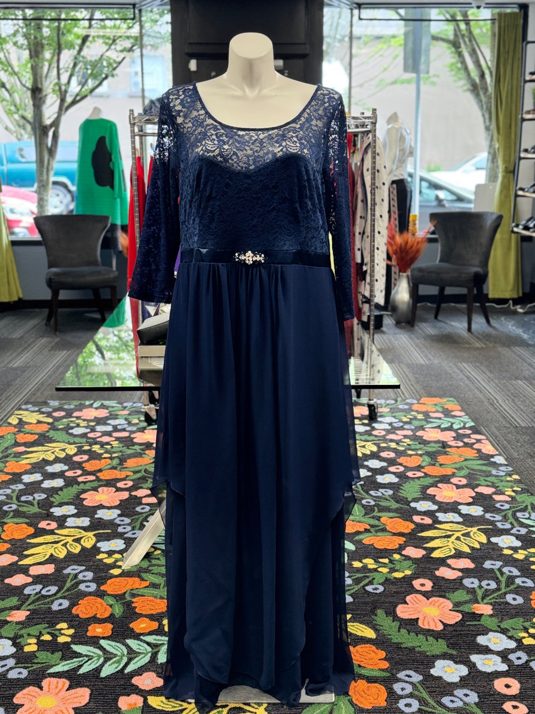 Gumbo Luxury Couture Women's Dress 3X Navy blue