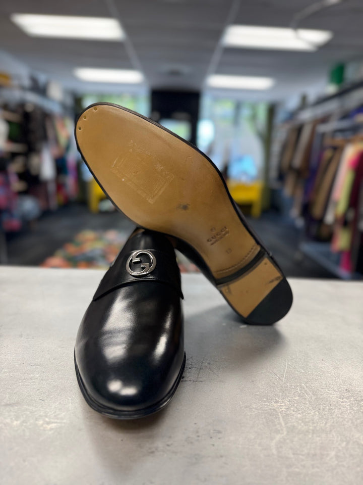 Gucci Men's Shoes 13 Black Leather