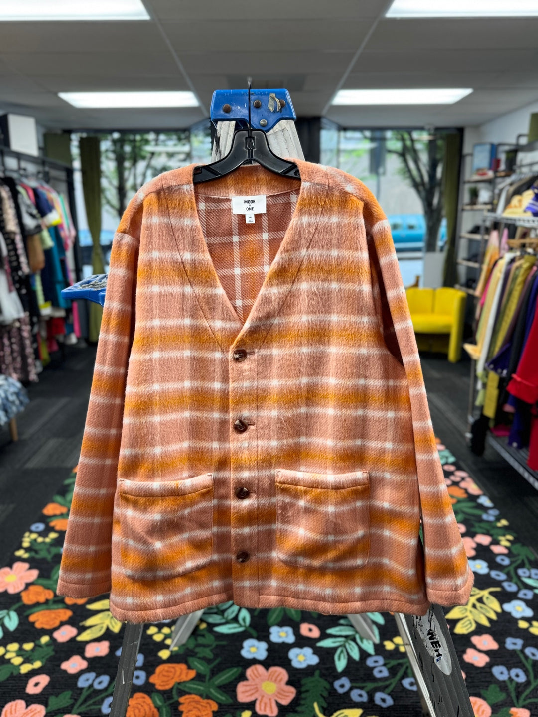 MODE ONE Men’s Coat XXL Orange and white plaid