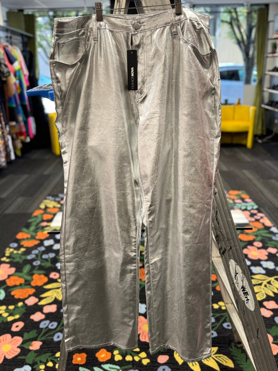 Fashion Nova Women's Pants 20 Silver