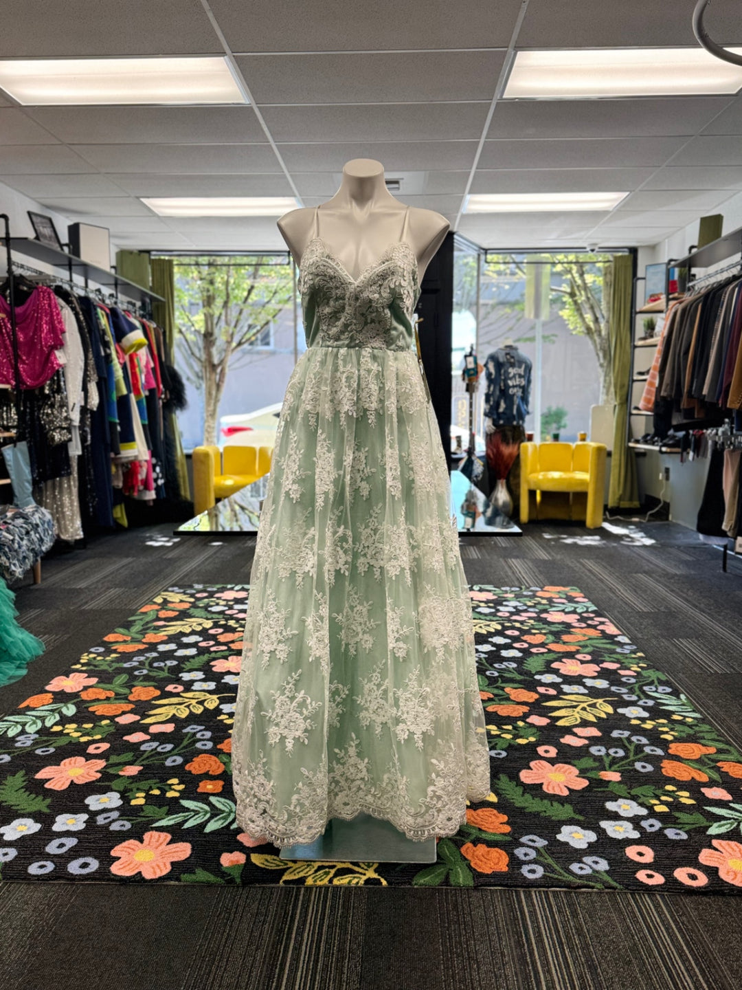 TLC Say Yes Women's Dress 7P Light Green and White