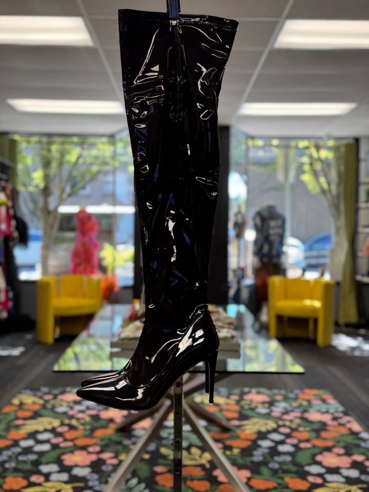 Only Maken Women Patent Black Boots 12 