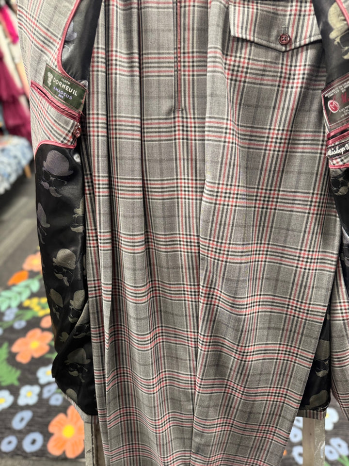 Michael’s Custom 2pc Men's Suit - 50L Gray/Red/Black Plaid