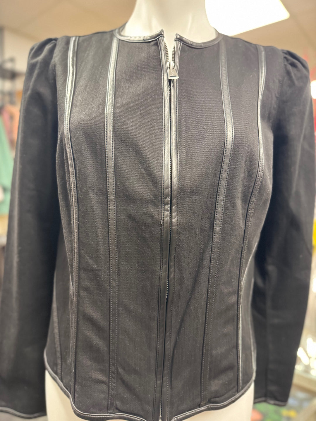 Lauren by Ralph Lauren Women's Blazer 10 Black & Leather