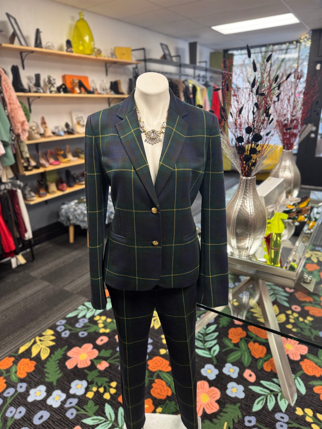 Ralph Lauren Women's Suit LG (Green/Blue Plaid)