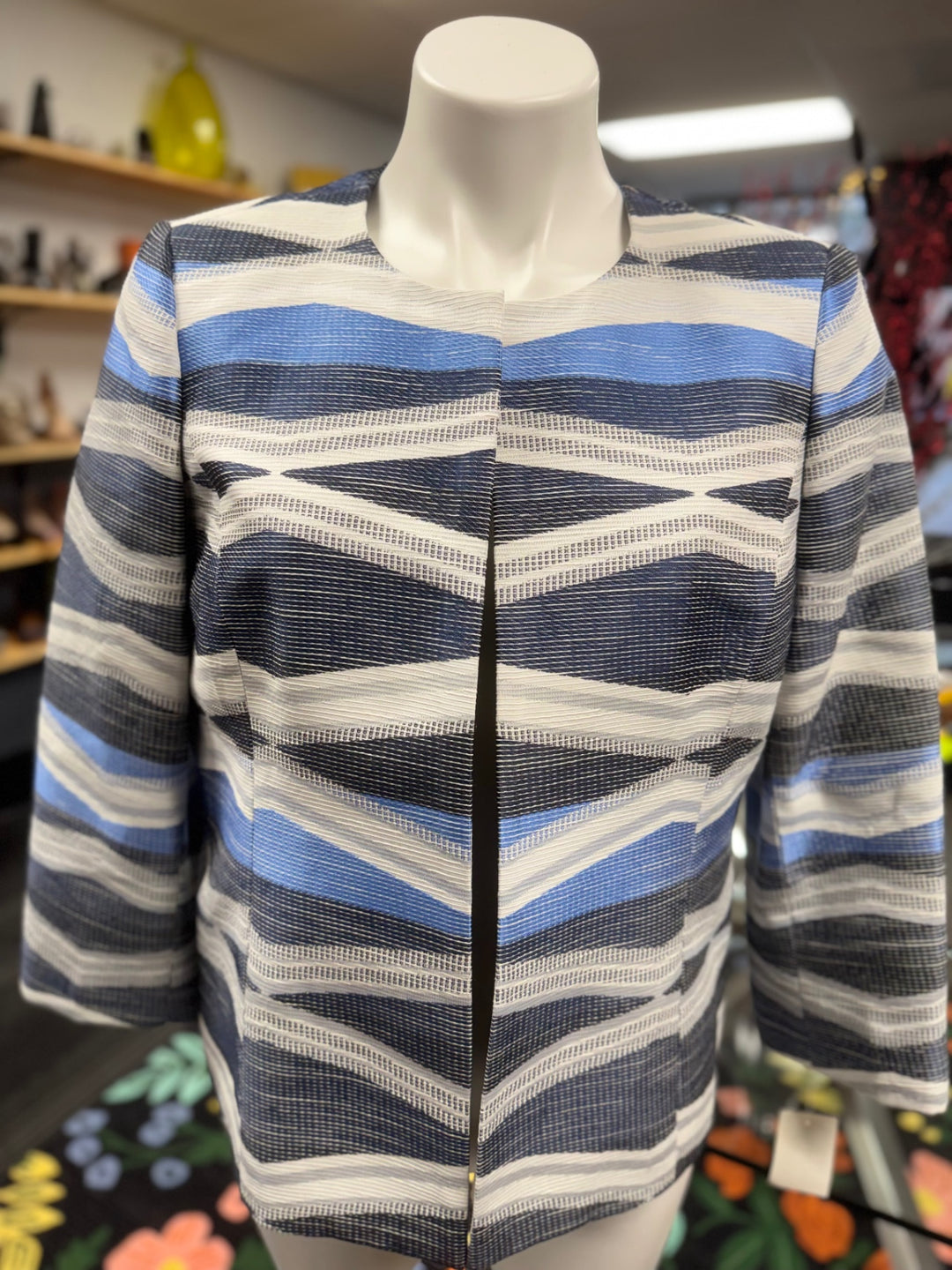 Kasper Women's Jackets 8 Multi-Color (Blue, Black, White) 