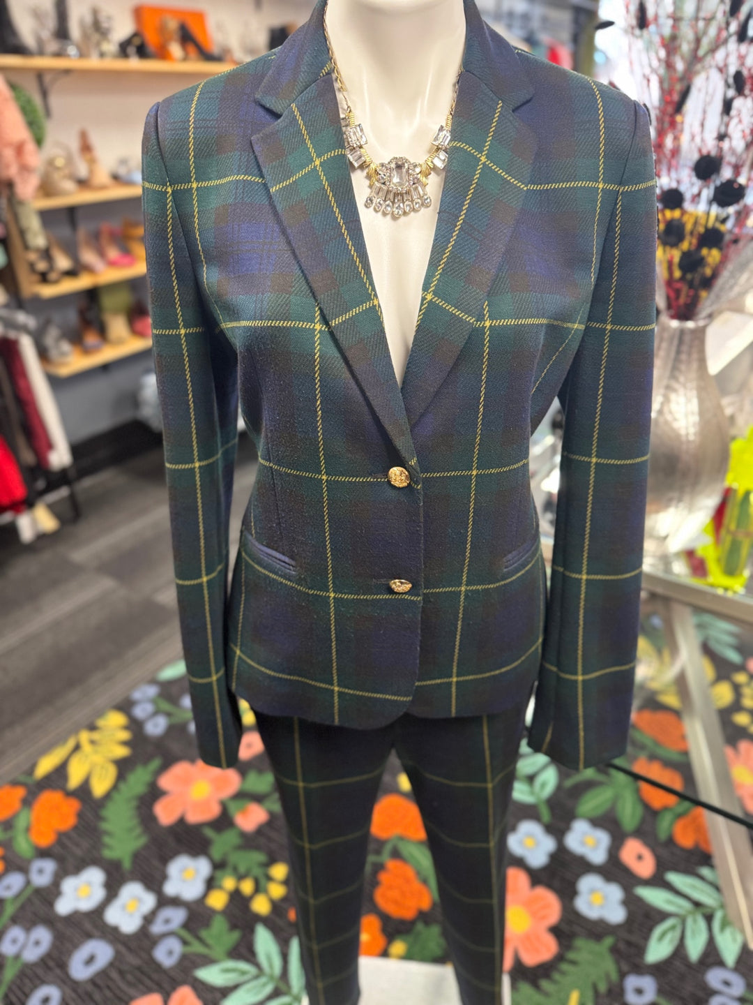 Ralph Lauren Women's Suit LG (Green/Blue Plaid)