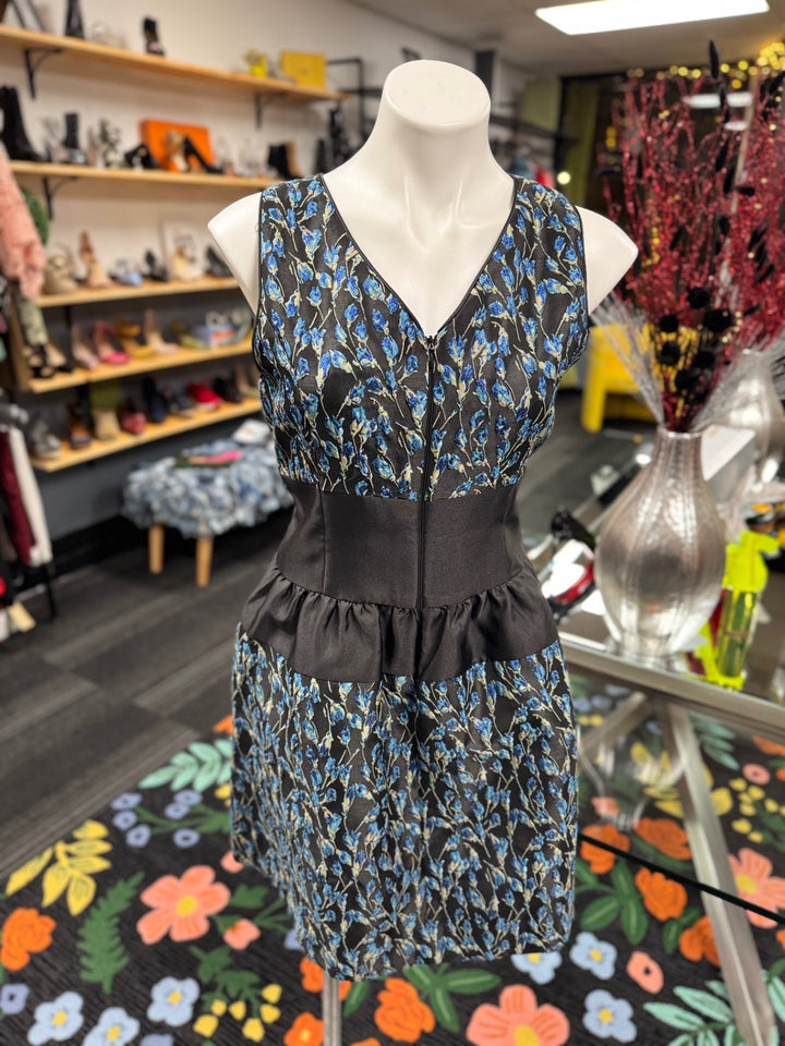 Badgley Mischka Women's Dress 10 (Blk, Blu, Floral)