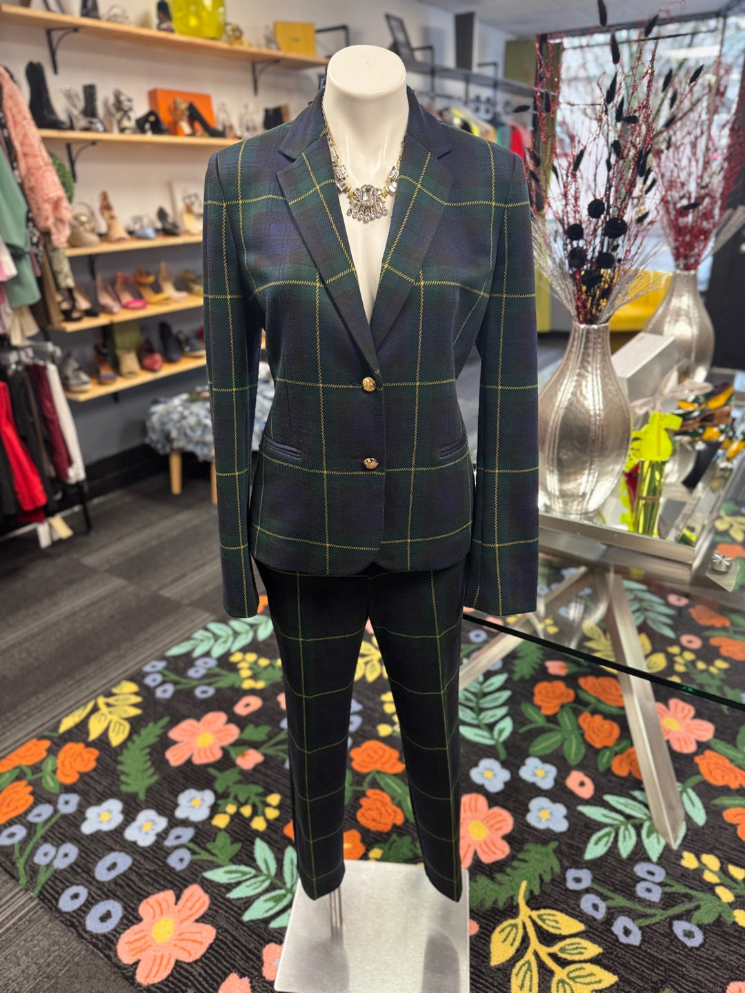 Ralph Lauren Women's Suit LG (Green/Blue Plaid)