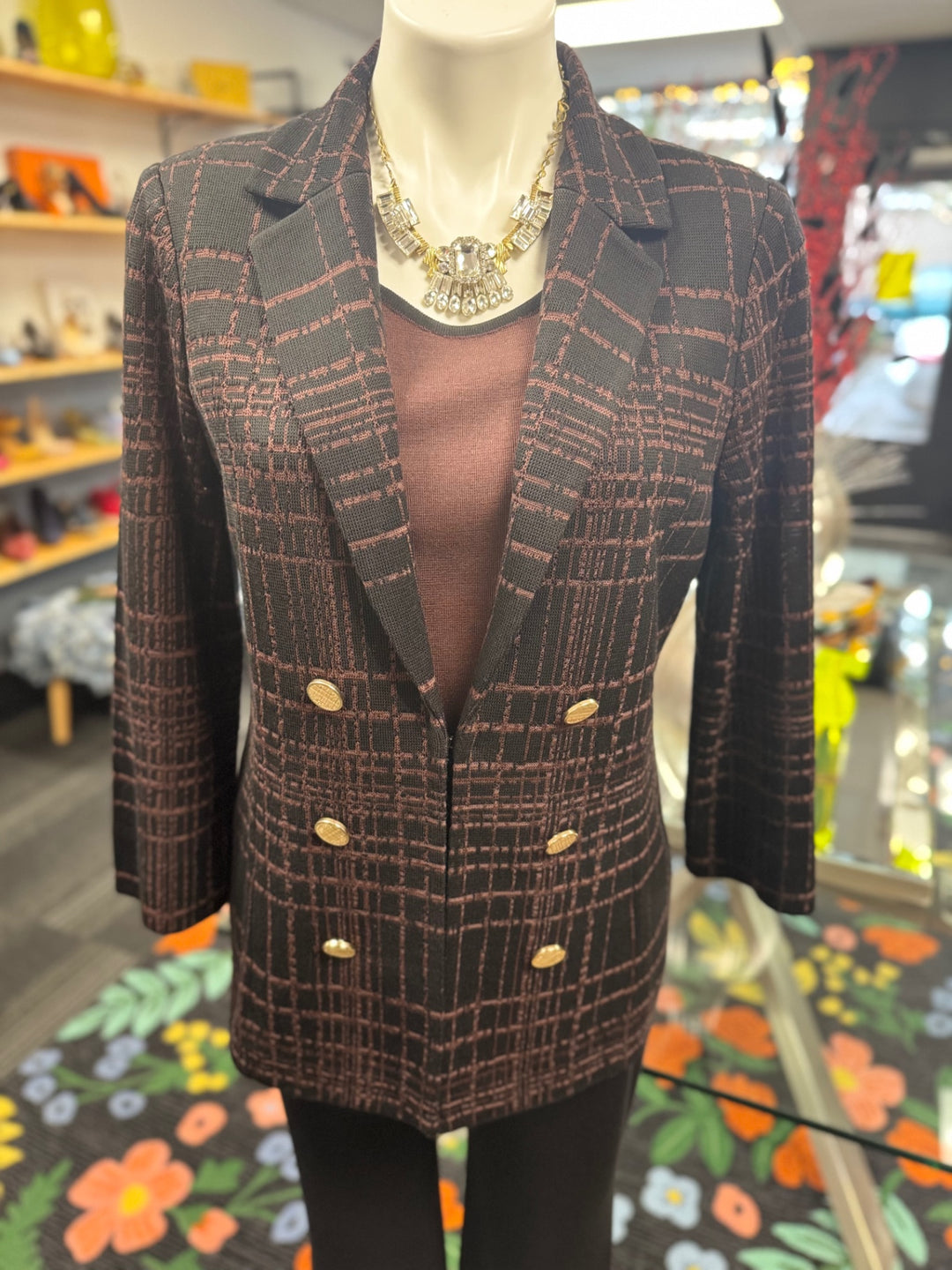 Misook Women's 3pc Suit SM (Brown & Black)