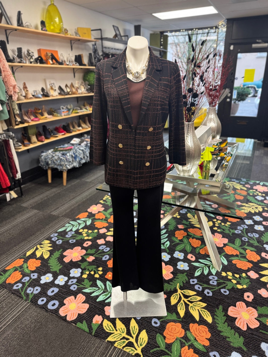 Misook Women's 3pc Suit SM (Brown & Black)