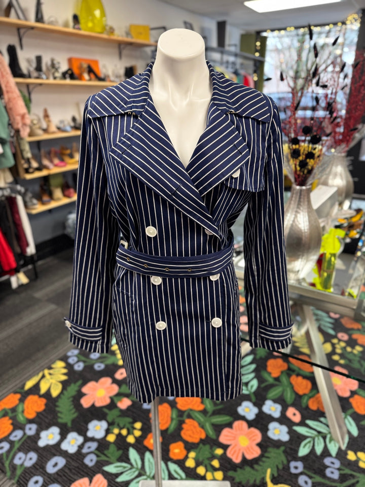 Ralph Lauren Women's Coat Navy Blue/White Pinstripes