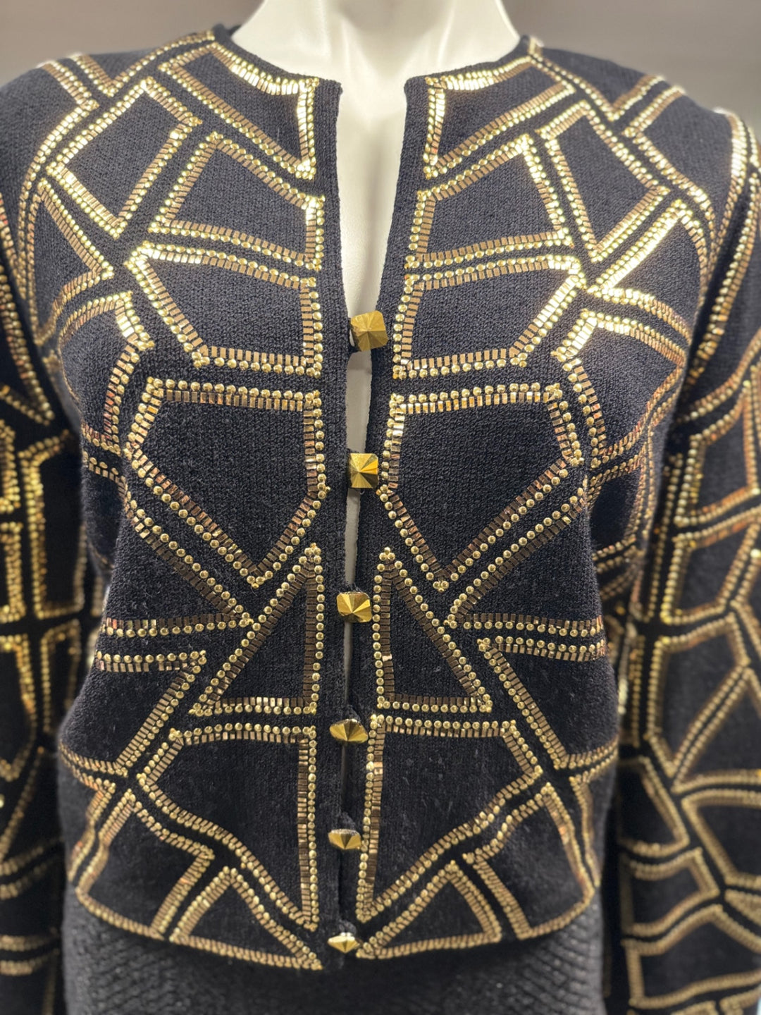 St. John Knit Women's Blazer 10 Black and Gold