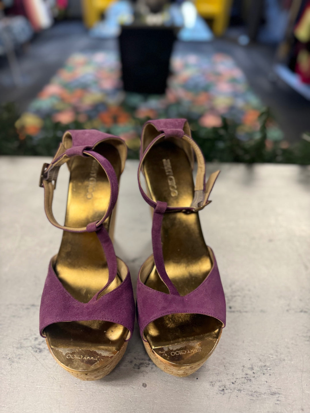Jimmy Choo Wedge Women Shoes 8.5 Purple