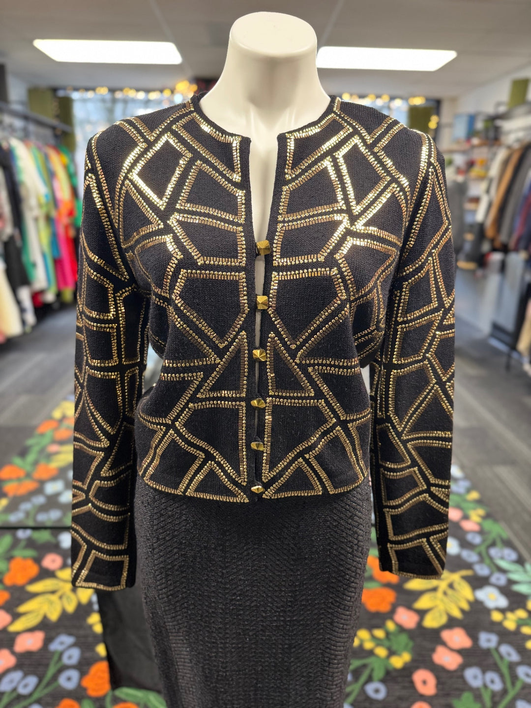 St. John Knit Women's Blazer 10 Black and Gold
